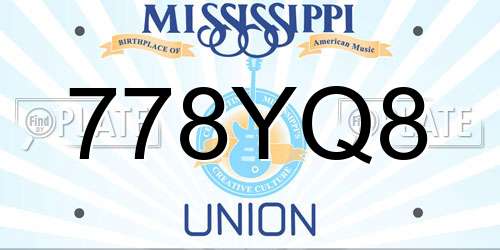 778YQ8 Mississippi License Plate