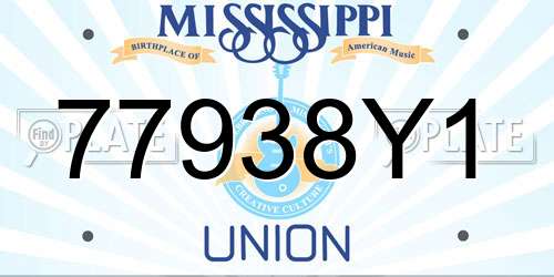 77938Y1 Mississippi License Plate