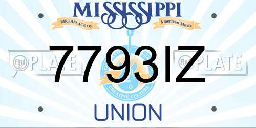 7793IZ Mississippi License Plate