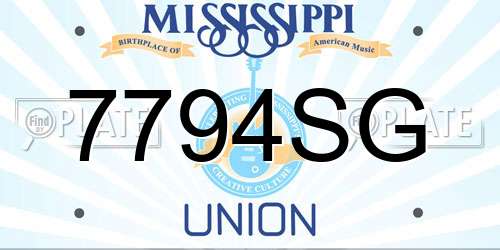 7794SG Mississippi License Plate