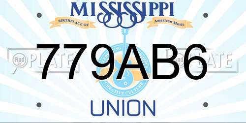 779AB6 Mississippi License Plate