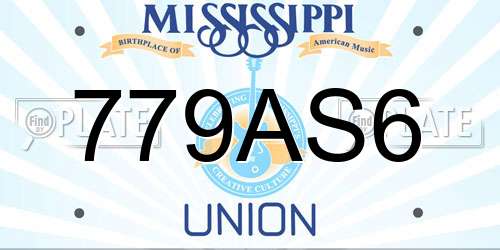 779AS6 Mississippi License Plate