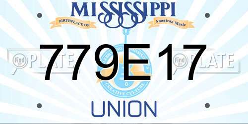 779E17 Mississippi License Plate