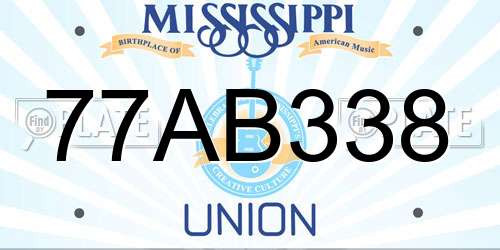 77AB338 Mississippi License Plate