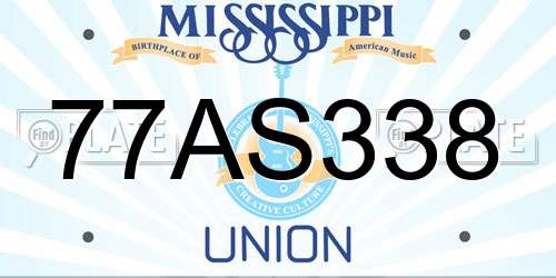 77AS338 Mississippi License Plate