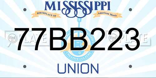 77BB223 Mississippi License Plate