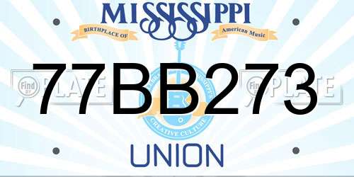 77BB273 Mississippi License Plate