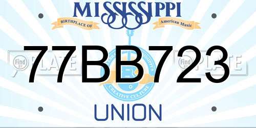 77BB723 Mississippi License Plate