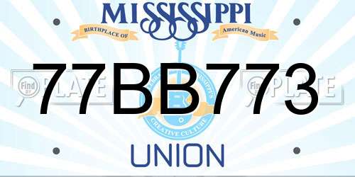 77BB773 Mississippi License Plate