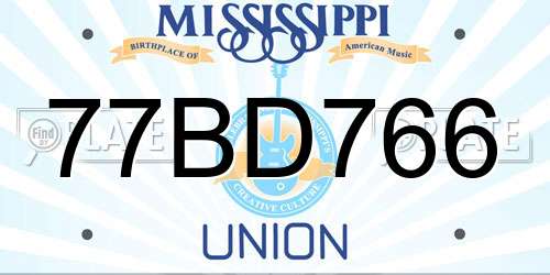 77BD766 Mississippi License Plate