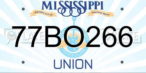 77BO266 Mississippi License Plate