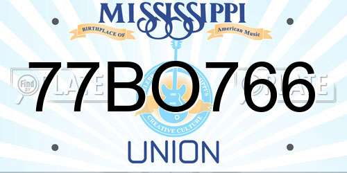 77BO766 Mississippi License Plate