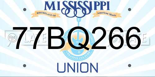77BQ266 Mississippi License Plate
