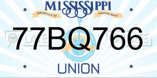 77BQ766 Mississippi License Plate