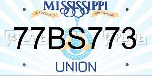 77BS773 Mississippi License Plate
