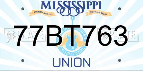 77BT763 Mississippi License Plate