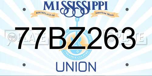 77BZ263 Mississippi License Plate
