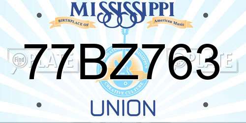 77BZ763 Mississippi License Plate