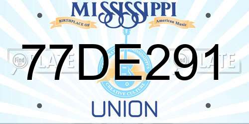 77DE291 Mississippi License Plate