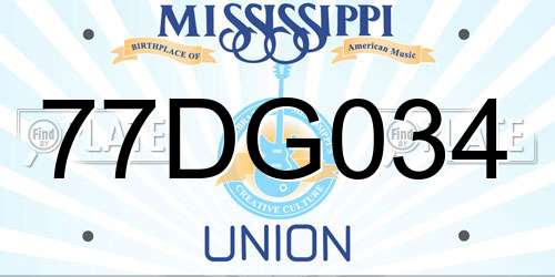 77DG034 Mississippi License Plate