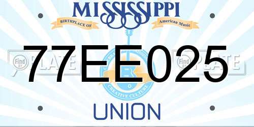 77EE025 Mississippi License Plate
