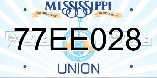 77EE028 Mississippi License Plate