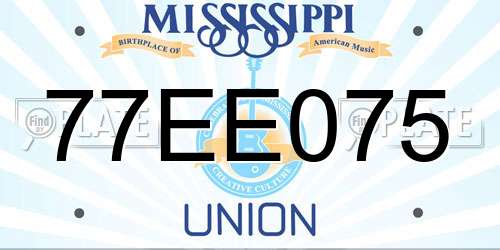 77EE075 Mississippi License Plate