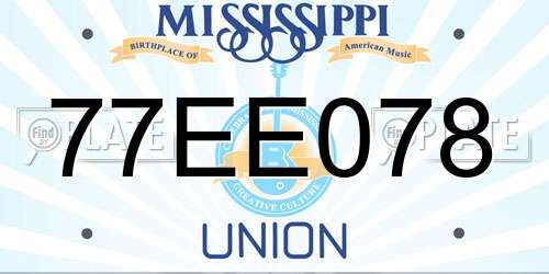77EE078 Mississippi License Plate