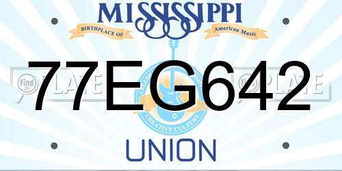 77EG642 Mississippi License Plate