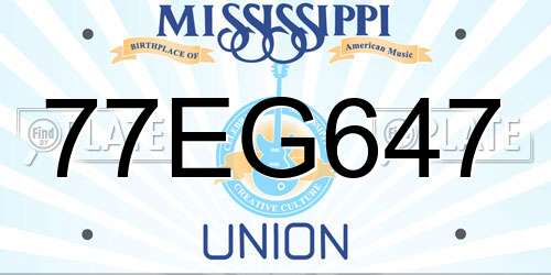 77EG647 Mississippi License Plate