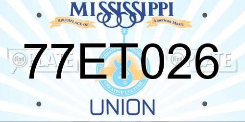 77ET026 Mississippi License Plate