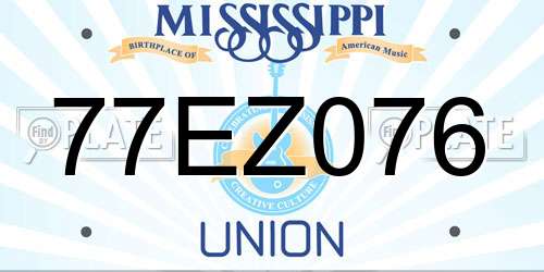 77EZ076 Mississippi License Plate