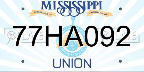 77HA092 Mississippi License Plate