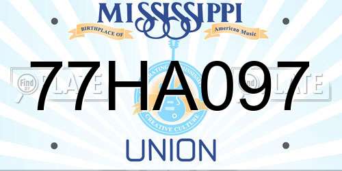 77HA097 Mississippi License Plate
