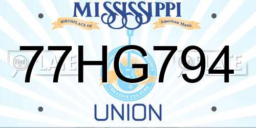 77HG794 Mississippi License Plate