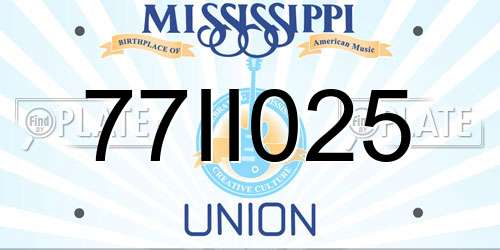 77II025 Mississippi License Plate