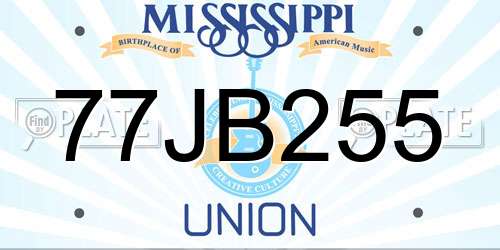 77JB255 Mississippi License Plate