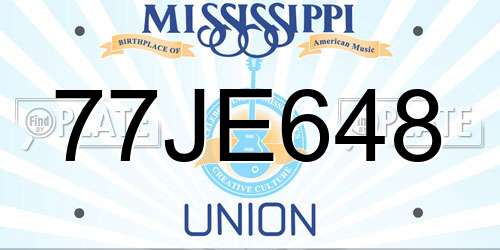77JE648 Mississippi License Plate