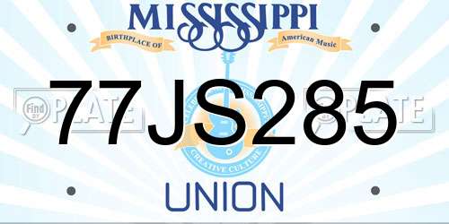 77JS285 Mississippi License Plate