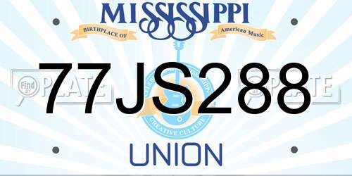 77JS288 Mississippi License Plate