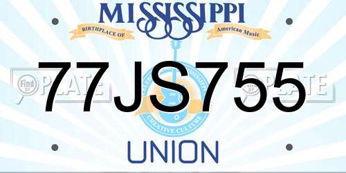 77JS755 Mississippi License Plate