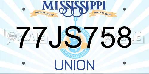 77JS758 Mississippi License Plate