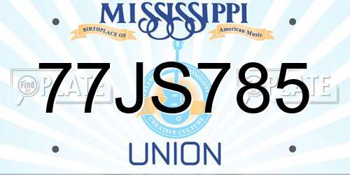 77JS785 Mississippi License Plate