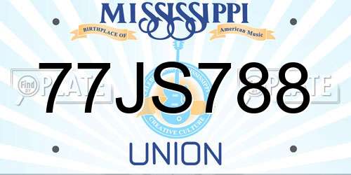 77JS788 Mississippi License Plate