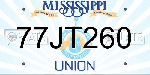 77JT260 Mississippi License Plate
