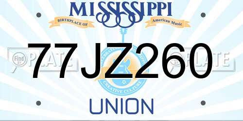 77JZ260 Mississippi License Plate