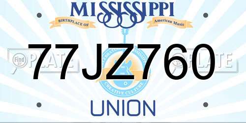 77JZ760 Mississippi License Plate