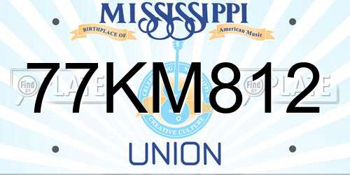 77KM812 Mississippi License Plate