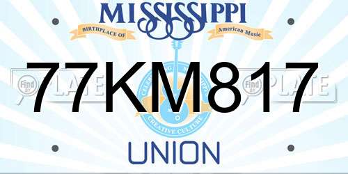 77KM817 Mississippi License Plate