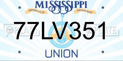 77LV351 Mississippi License Plate